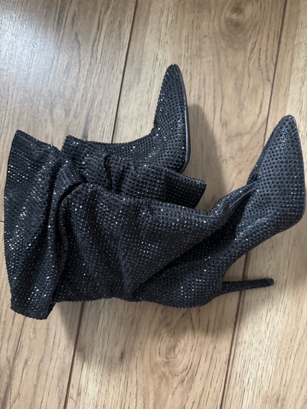 Black Jessica Simpson Rhinestone Stiletto Booties - Women's Sparkle High Heels